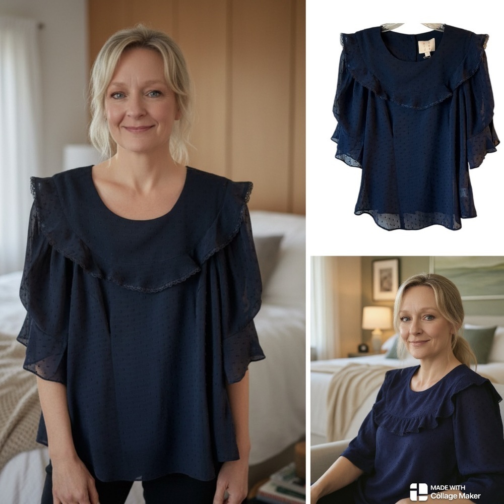 Anthropologie Nurode Swiss dot top NWOT